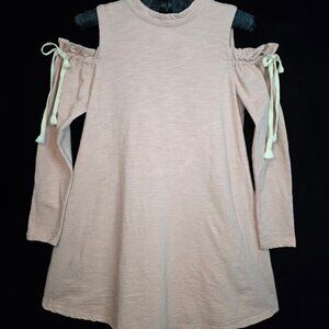 Very J Open Shoulder Ruffle Sleeve Sweatshirt Dress L